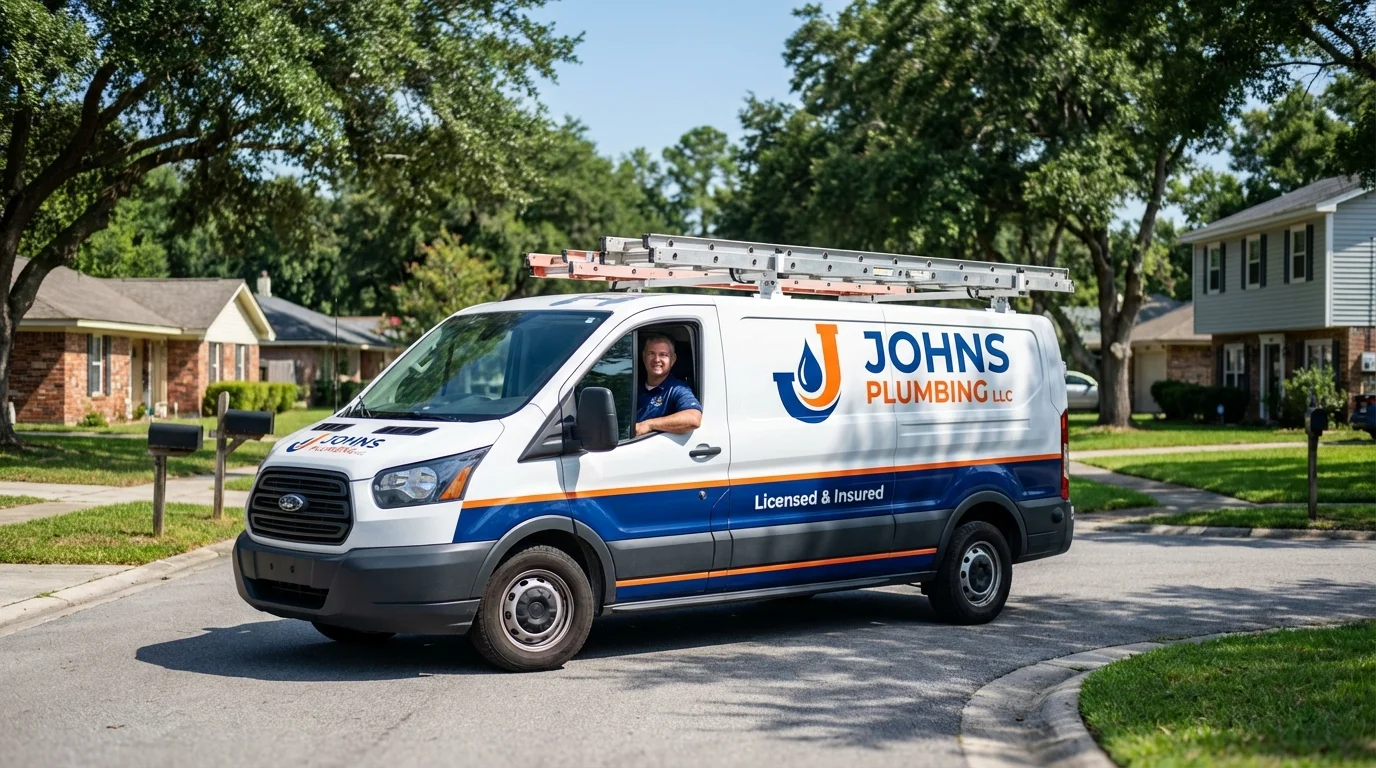 Johns Plumbing LLC service van in Hubbard Lake, MI