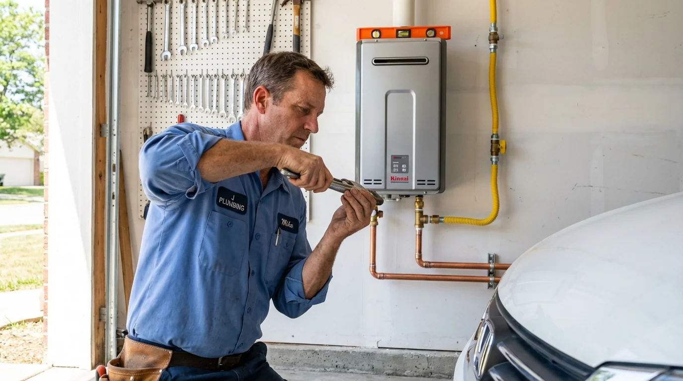 Tankless water heater installation by a Johns Plumbing LLC plumber in Hubbard Lake
